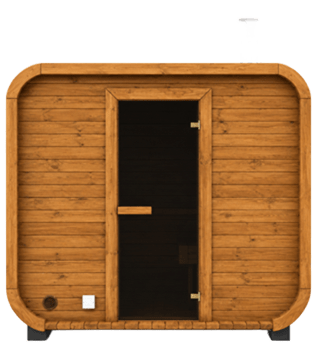 2M cube sauna front 2M Cube Sauna